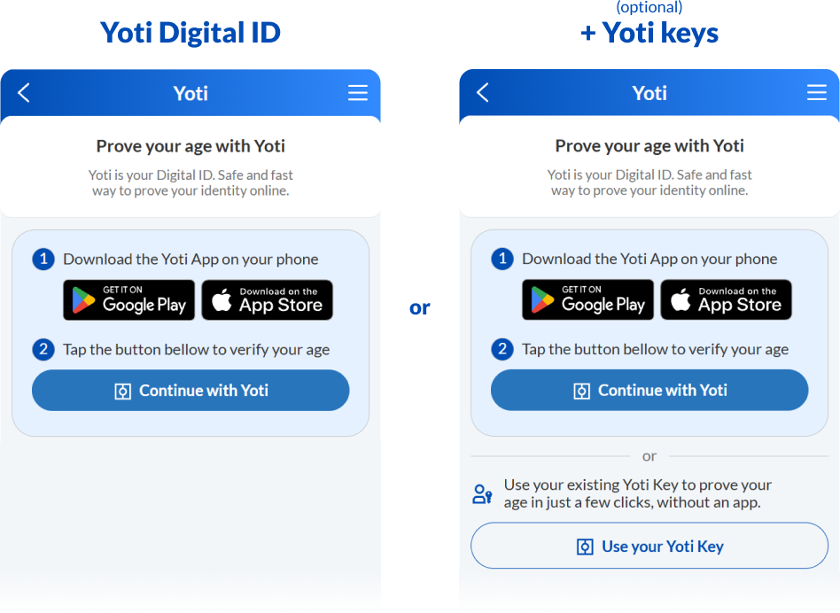 Example with Yoti Digital ID + Yoti Keys
